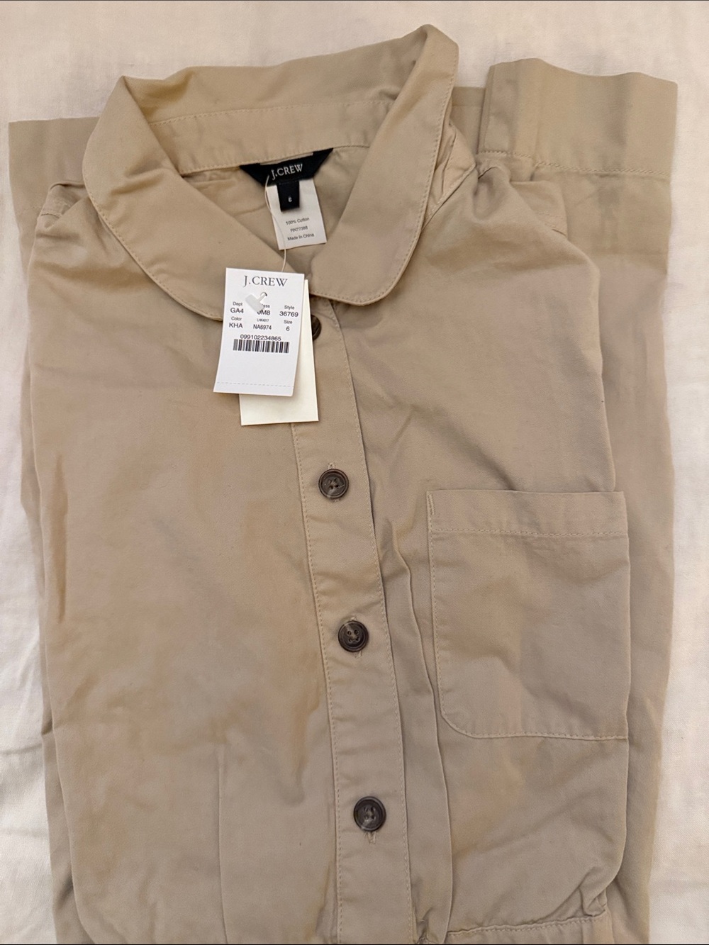 J. Crew Safari Khaki Button-Front dress size 6